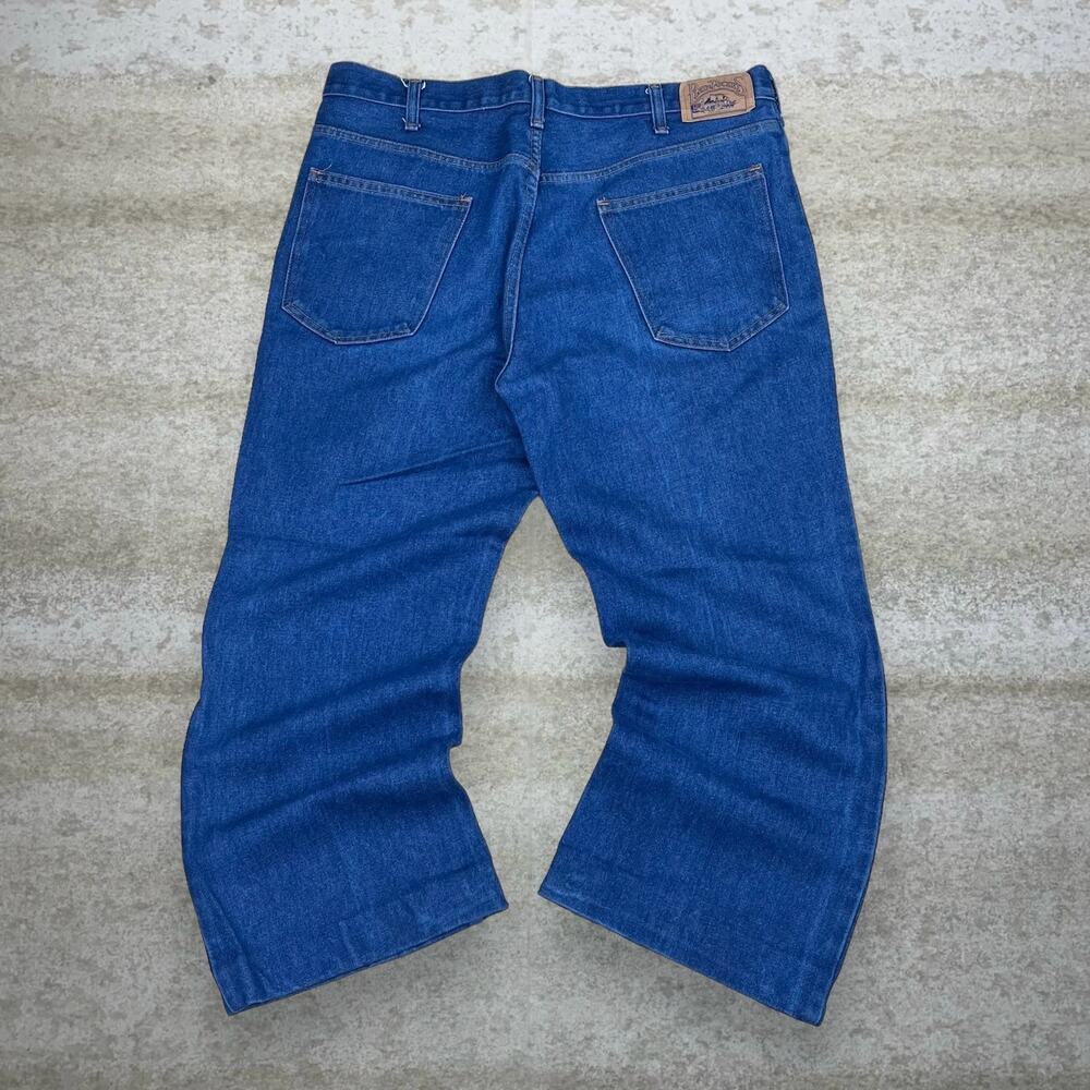 True Vintage 70s Plain Pockets Jeans 38x28 Bootcut Flared Fit Dark Wash